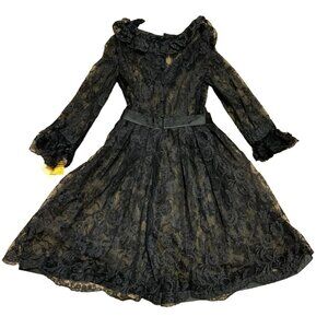 NWT BLACK LA BOUTIQUE EVENING COCKTAIL DRESS SZ 6 1950s SHEER LACE WOMENS